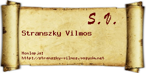 Stranszky Vilmos névjegykártya